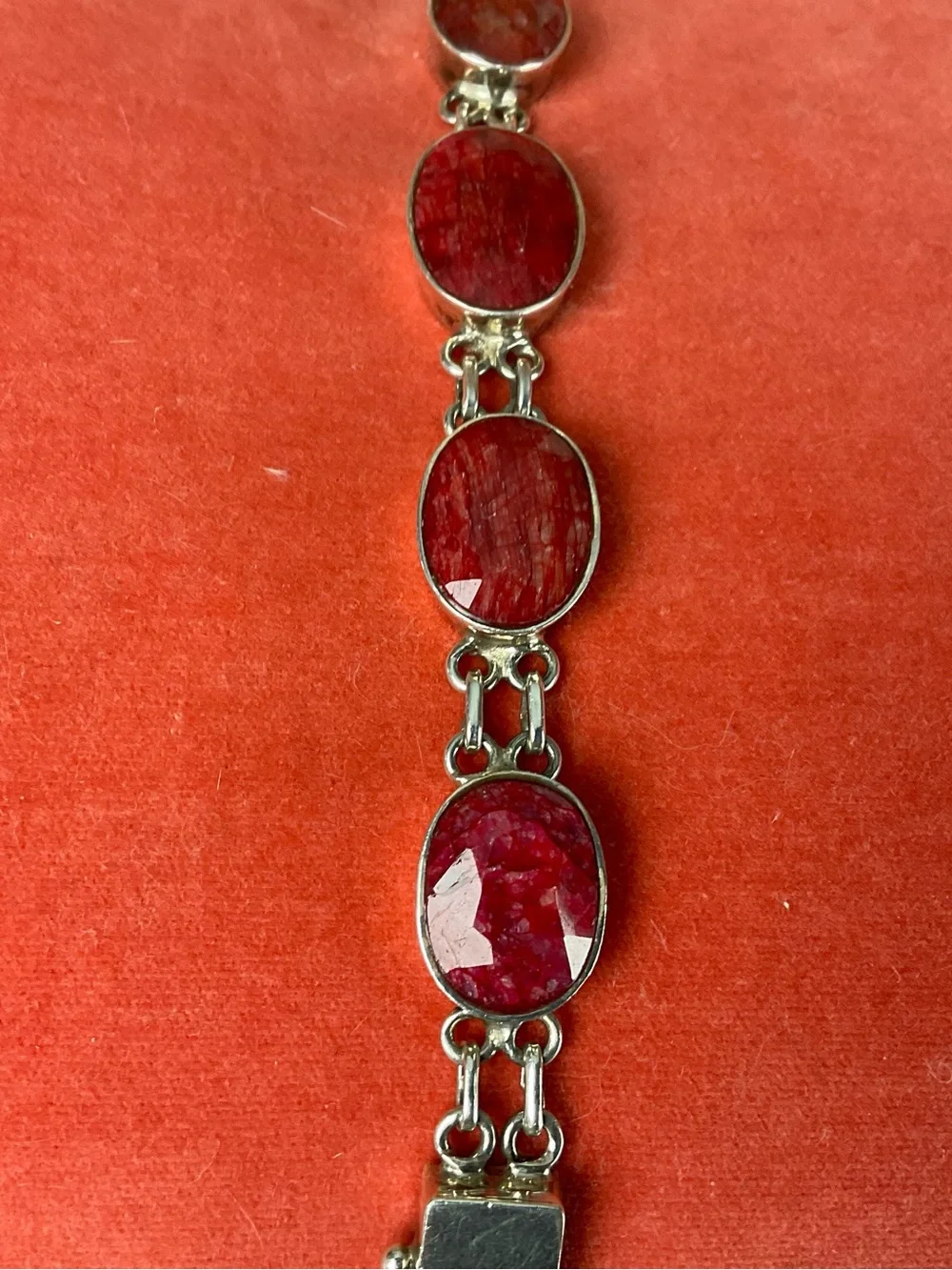 Sterling Silver Rubalite Link Bracelet - Picture 3 of 4